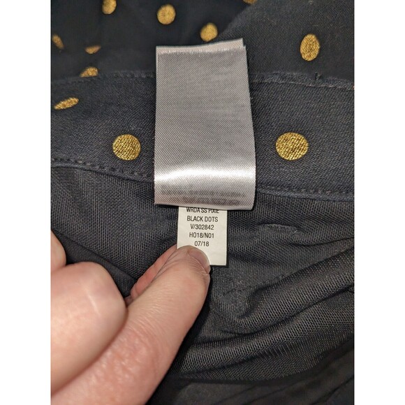 Old Navy Pants 26 Women's Black Polka Dot High Rise Striped Leg Pixie Workwear - Picture 6 of 7